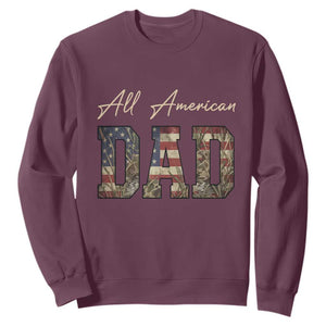 Retro All American Dad Sweatshirt 4th of July Father's Day TS14 Maroon Print Your Wear