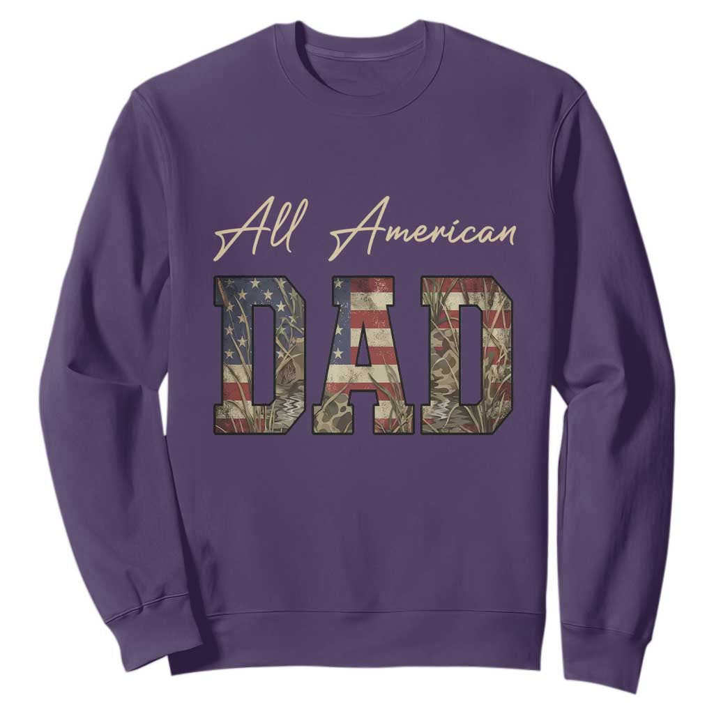 Retro All American Dad Sweatshirt 4th of July Father's Day TS14 Purple Print Your Wear