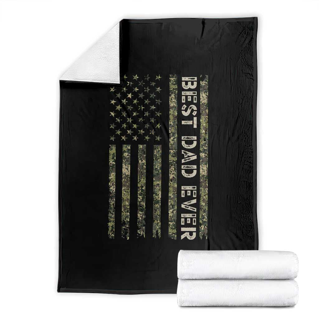 Best Dad Ever Throw Blanket Patriotic USA Flag 4th of July Camo American Flag Camouflage TS14 Black Print Your Wear