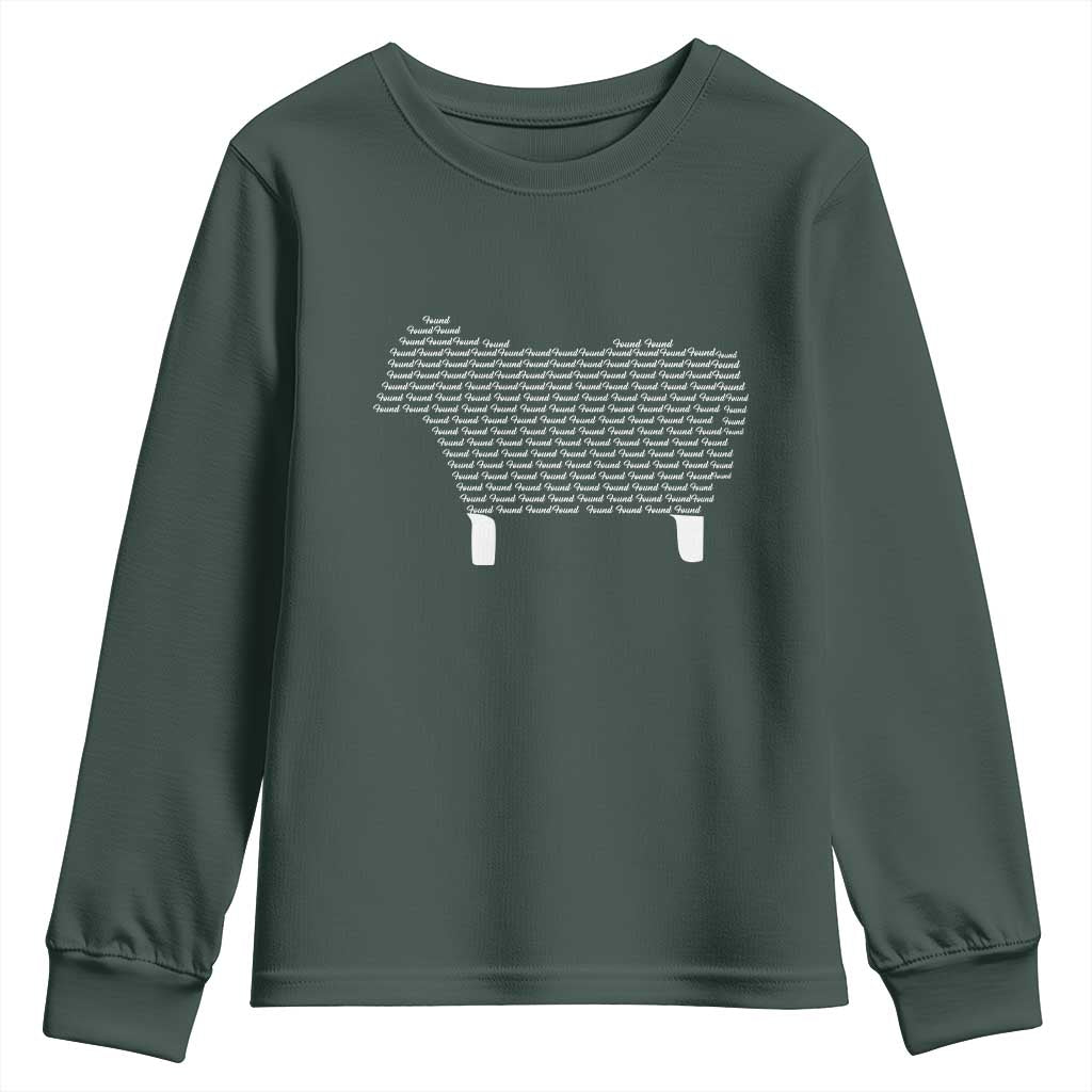 Found Minimalist Sheep Youth Sweatshirt Christian Psalm 23 Lamb TS14 Dark Forest Green Print Your Wear