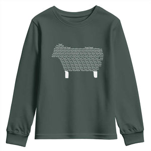Found Minimalist Sheep Youth Sweatshirt Christian Psalm 23 Lamb TS14 Dark Forest Green Print Your Wear