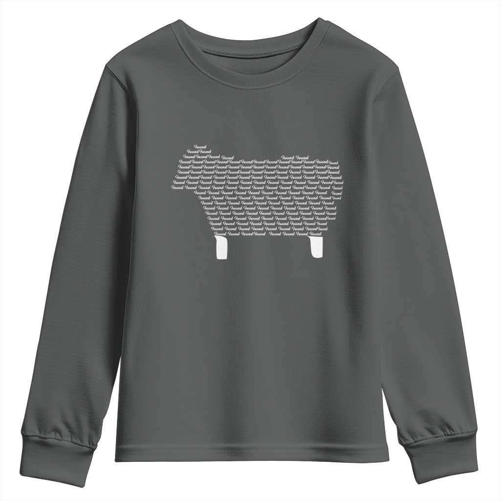 Found Minimalist Sheep Youth Sweatshirt Christian Psalm 23 Lamb TS14 Dark Heather Print Your Wear