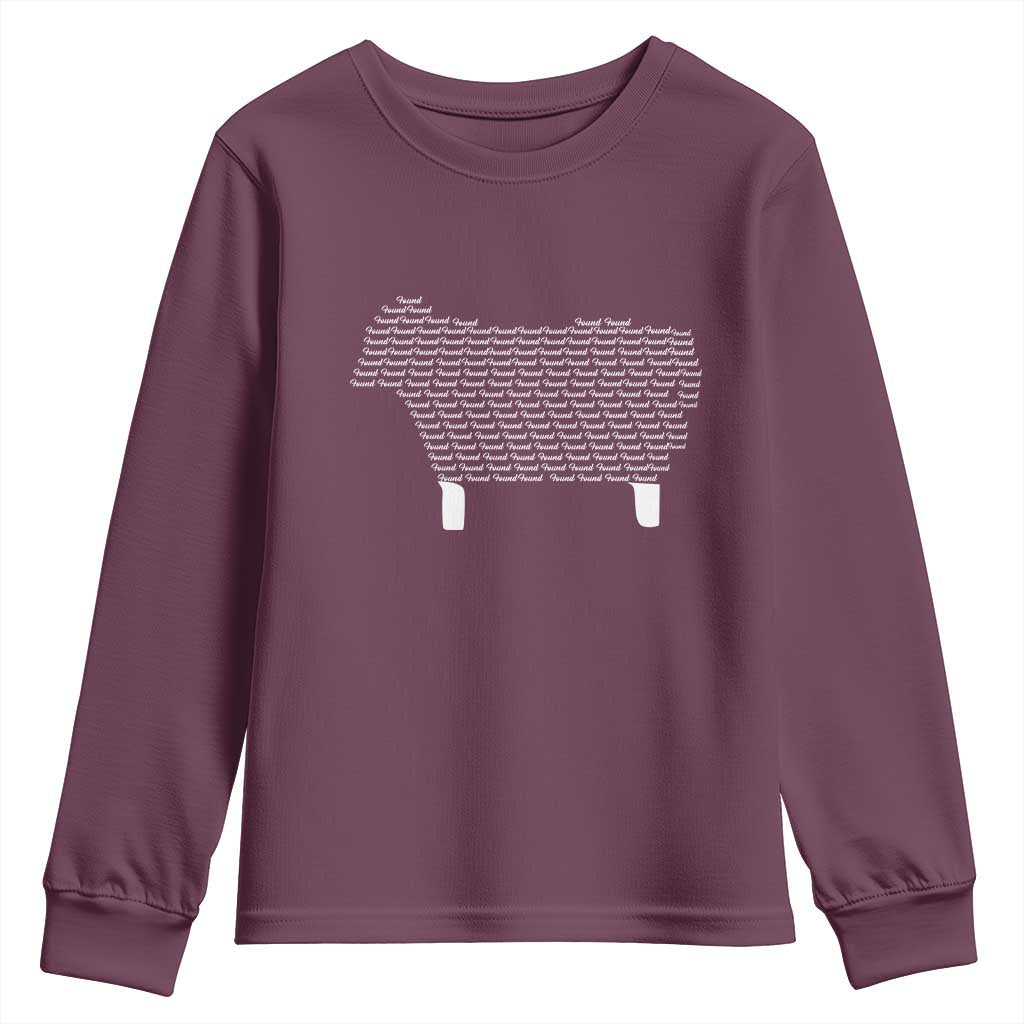 Found Minimalist Sheep Youth Sweatshirt Christian Psalm 23 Lamb TS14 Maroon Print Your Wear