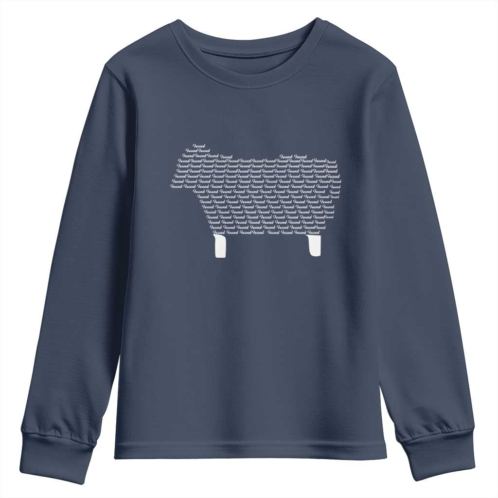 Found Minimalist Sheep Youth Sweatshirt Christian Psalm 23 Lamb TS14 Navy Print Your Wear