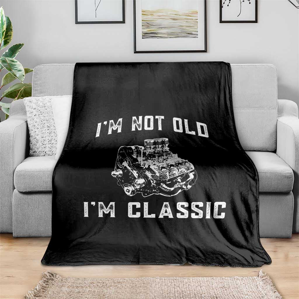 I'm Not Old I'm Classic Throw Blanket Flathead V8 Engine Silhouette TS14 Print Your Wear