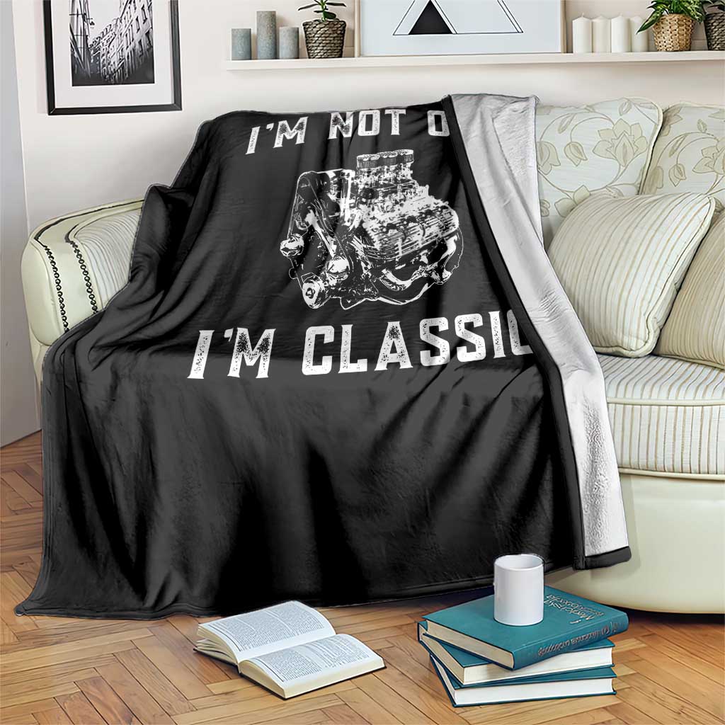 I'm Not Old I'm Classic Throw Blanket Flathead V8 Engine Silhouette TS14 Print Your Wear