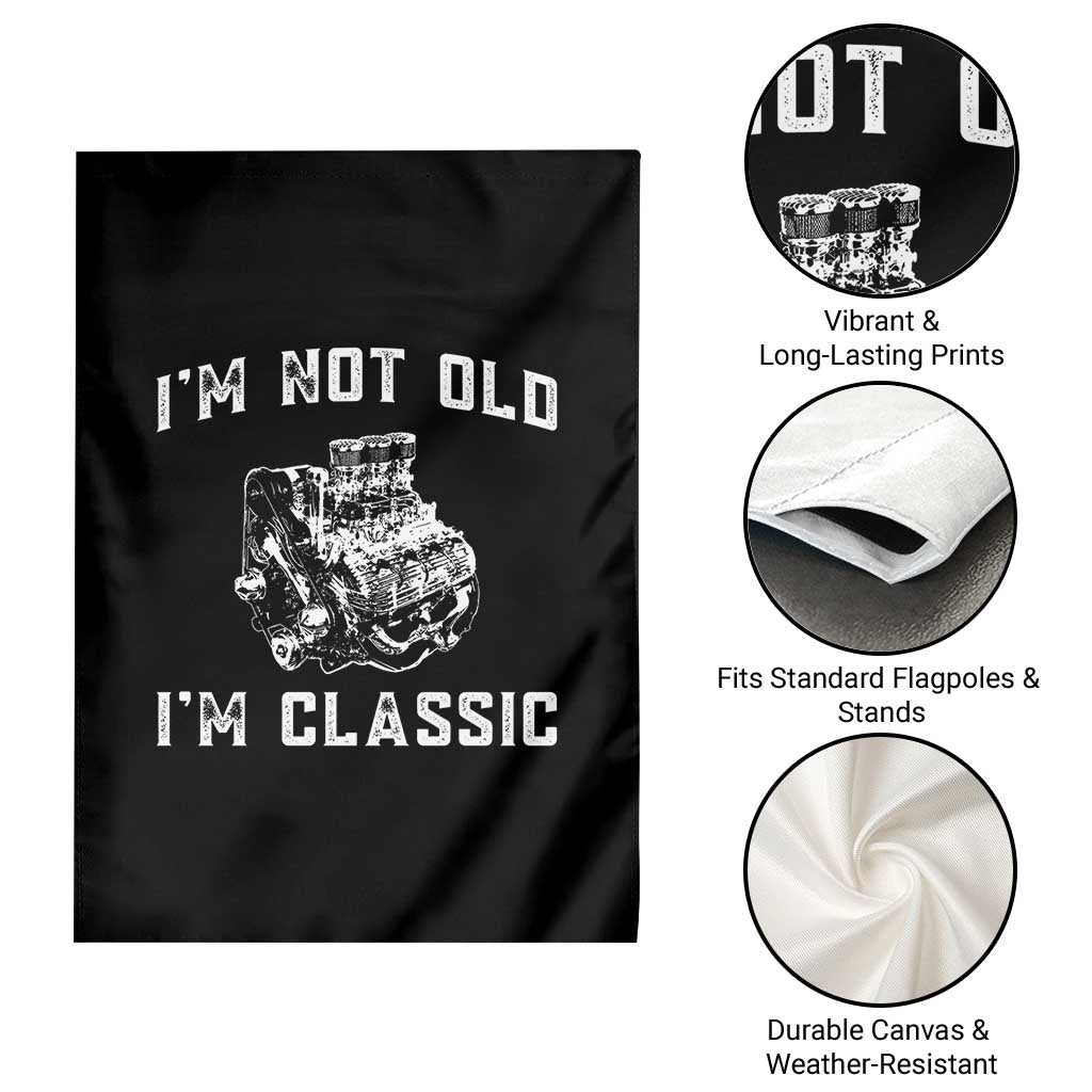 I'm Not Old I'm Classic Garden Flag Flathead V8 Engine Silhouette TS14 Print Your Wear