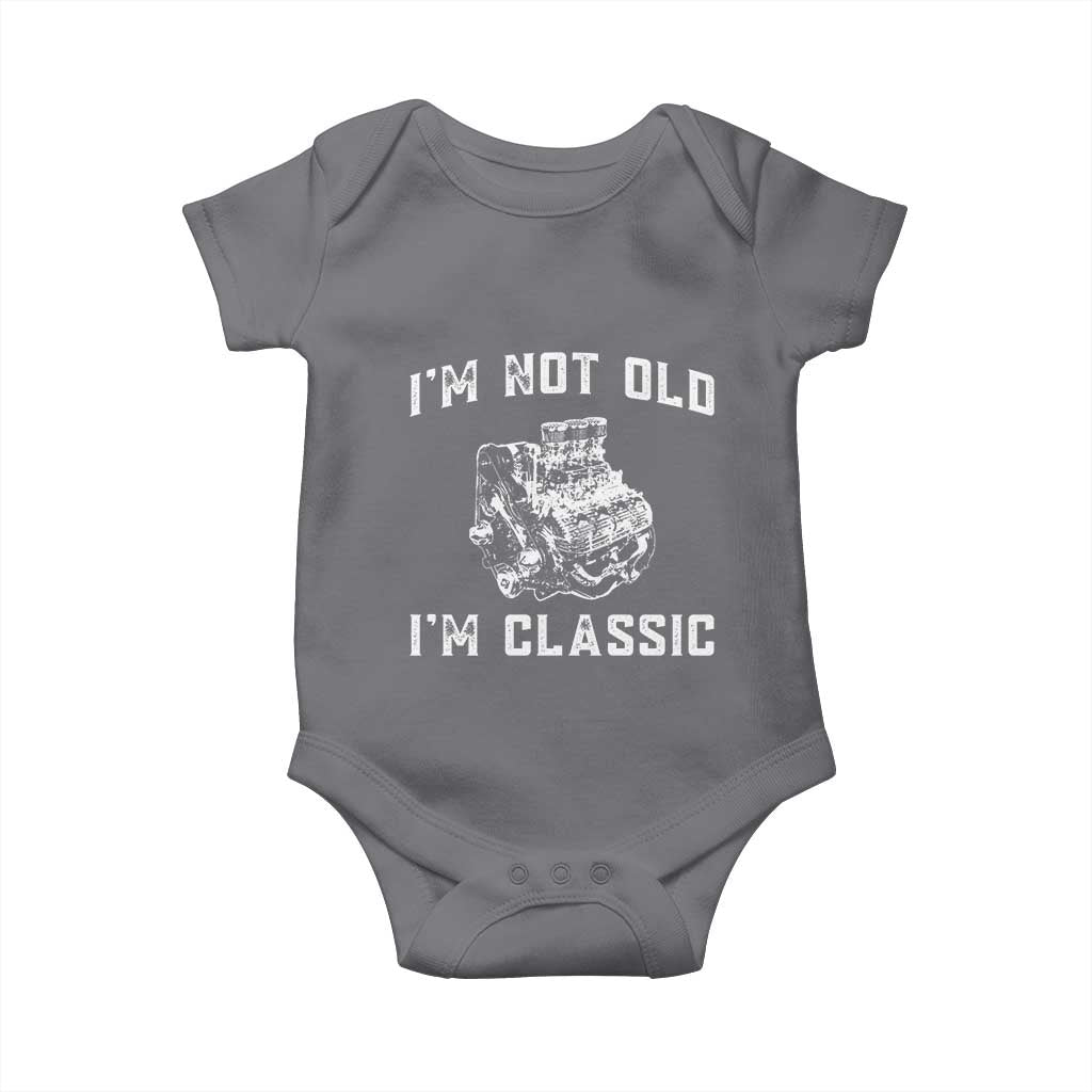 I'm Not Old I'm Classic Baby Onesie Flathead V8 Engine Silhouette TS14 Charcoal Print Your Wear