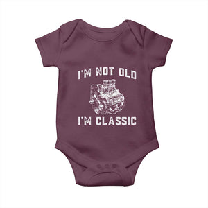 I'm Not Old I'm Classic Baby Onesie Flathead V8 Engine Silhouette TS14 Maroon Print Your Wear