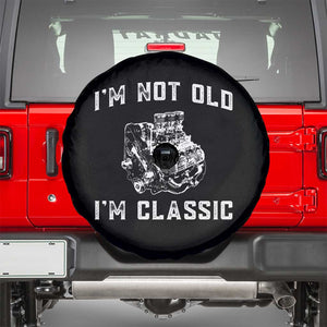 I'm Not Old I'm Classic Spare Tire Cover Flathead V8 Engine Silhouette TS14 Black Print Your Wear