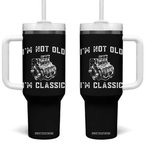 I'm Not Old I'm Classic Tumbler With Handle Flathead V8 Engine Silhouette TS14 One Size: 40 oz Black Print Your Wear