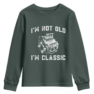 I'm Not Old I'm Classic Youth Sweatshirt Flathead V8 Engine Silhouette TS14 Dark Forest Green Print Your Wear