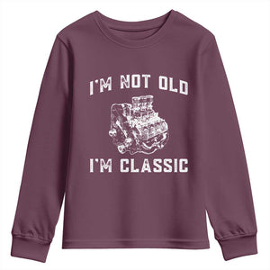 I'm Not Old I'm Classic Youth Sweatshirt Flathead V8 Engine Silhouette TS14 Maroon Print Your Wear
