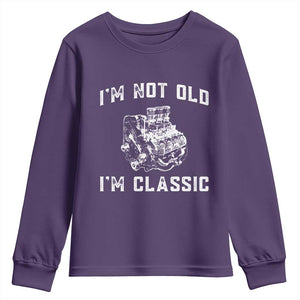 I'm Not Old I'm Classic Youth Sweatshirt Flathead V8 Engine Silhouette TS14 Purple Print Your Wear