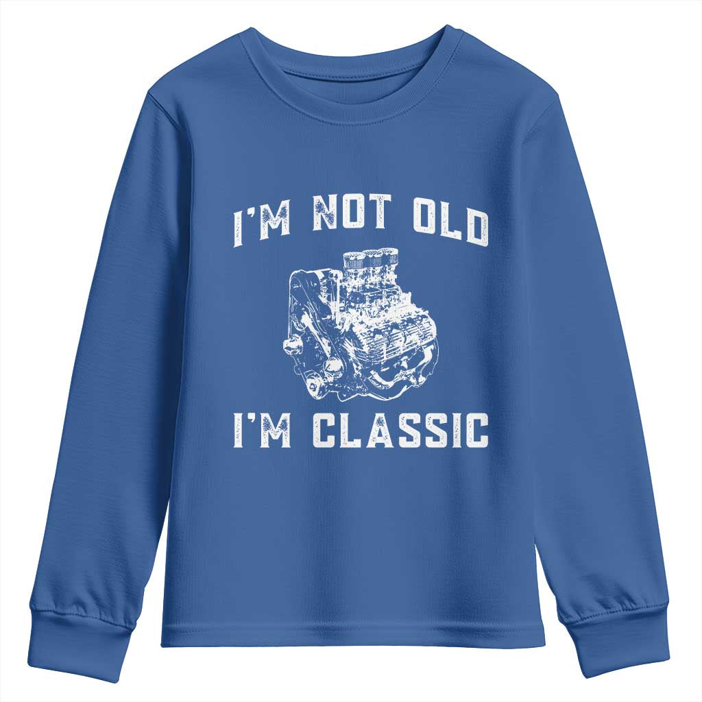 I'm Not Old I'm Classic Youth Sweatshirt Flathead V8 Engine Silhouette TS14 Royal Blue Print Your Wear