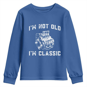 I'm Not Old I'm Classic Youth Sweatshirt Flathead V8 Engine Silhouette TS14 Royal Blue Print Your Wear