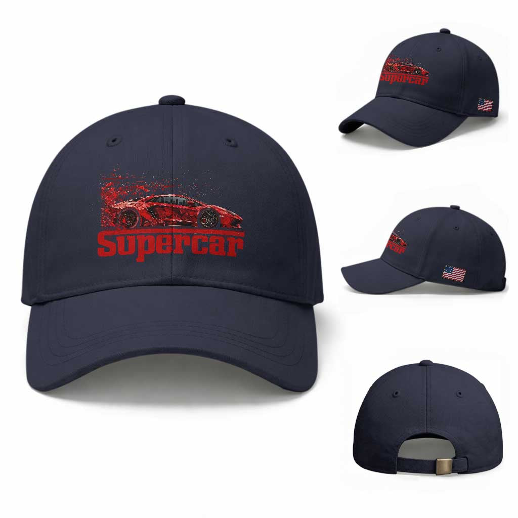 Supercar Exotic Italian Sports Car Graphic Baseball Cap TS14 Baseball Cap Universal Fit Navy Print Your Wear