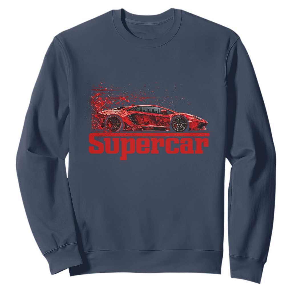 Supercar Exotic Italian Sports Car Graphic Sweatshirt TS14 Navy Print Your Wear