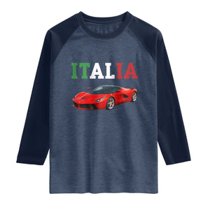 Fun Italian Exotic Supercar Raglan Shirt TS14 Heather Denim Navy Print Your Wear
