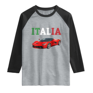 Fun Italian Exotic Supercar Raglan Shirt TS14 Heather Gray Black Print Your Wear