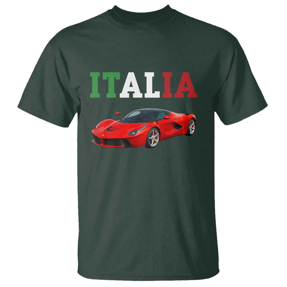 Fun Italian Exotic Supercar T Shirt TS14 Dark Forest Green Print Your Wear