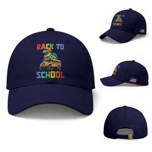 Bruh We Back Baseball Cap Funny Dinosaur Back To School Dinosaur TS14 Baseball Cap Universal Fit Dark Blue Print Your Wear