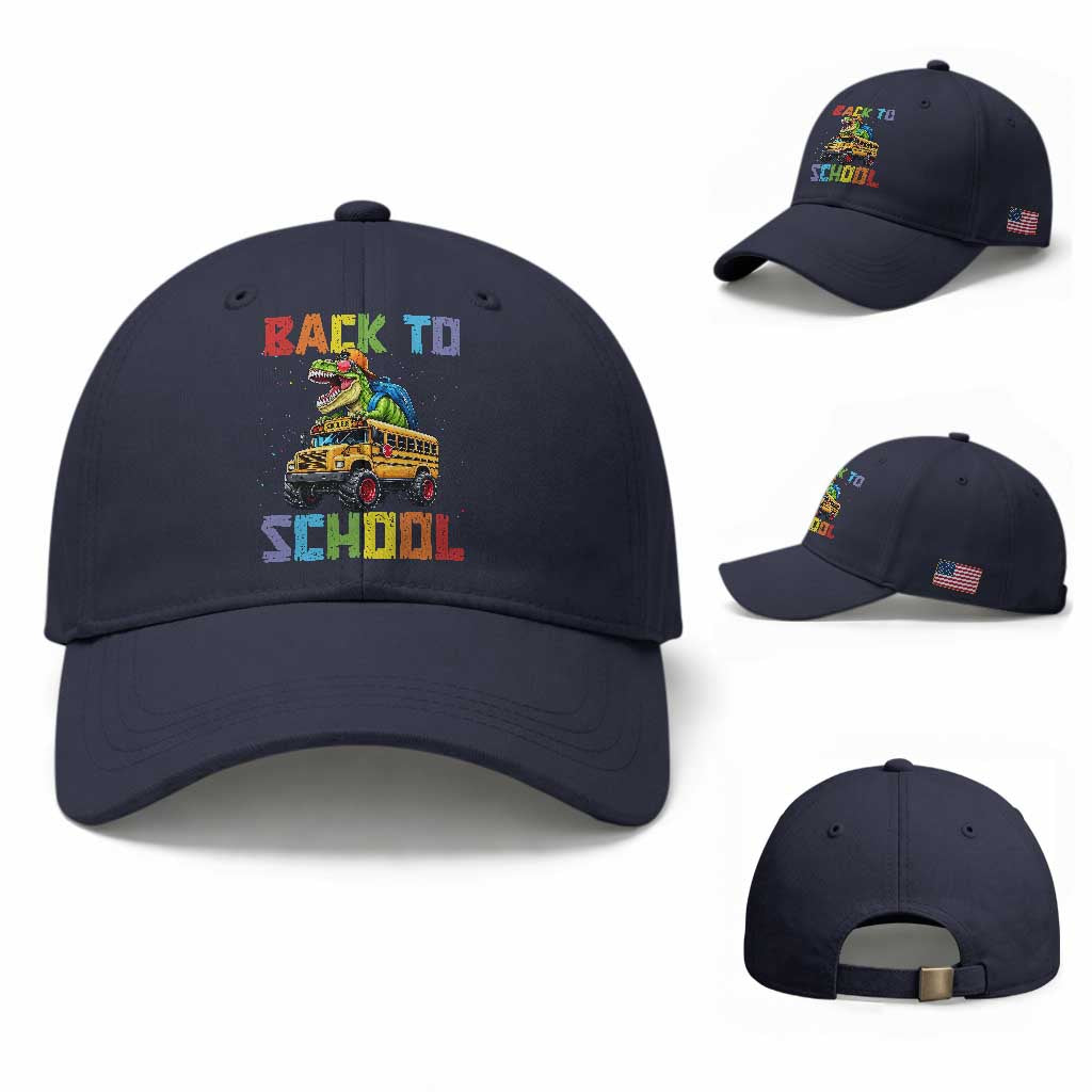 Bruh We Back Baseball Cap Funny Dinosaur Back To School Dinosaur TS14 Baseball Cap Universal Fit Navy Print Your Wear