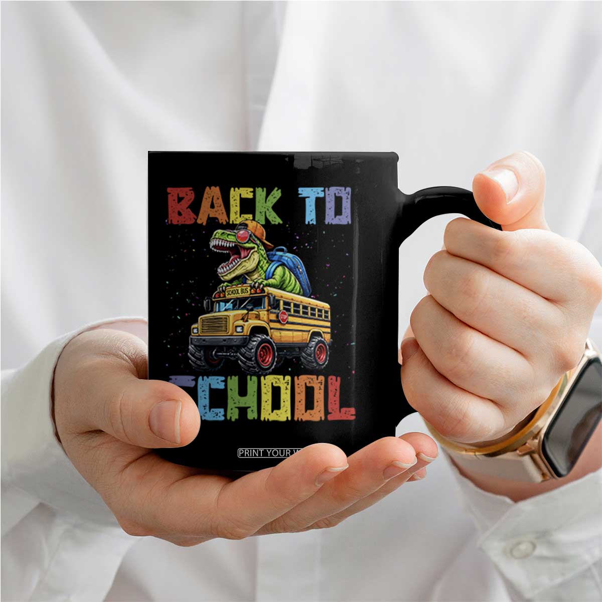 Bruh We Back Coffee Mug Funny Dinosaur Back To School Dinosaur TS14 Print Your Wear