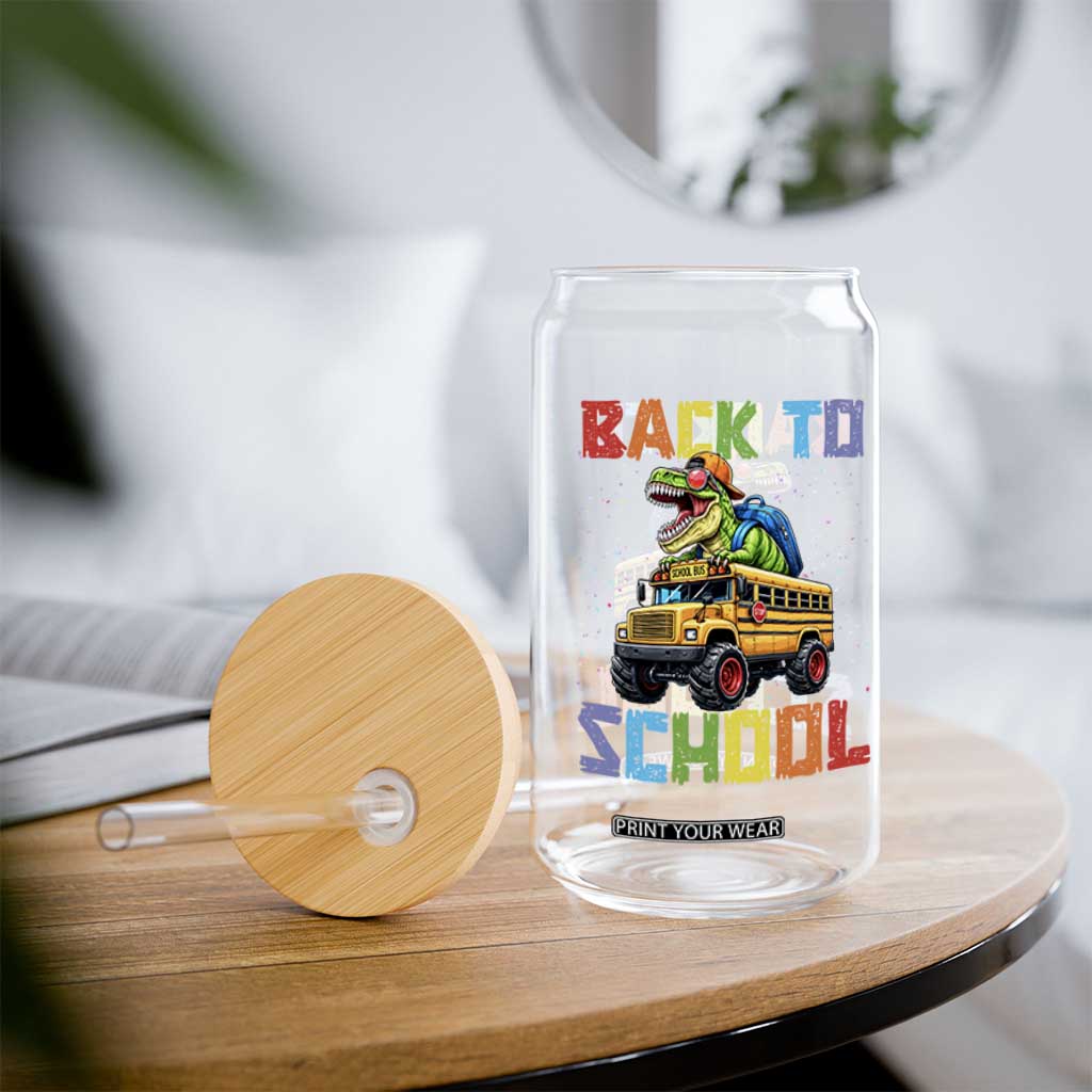 Bruh We Back Glass Can Funny Dinosaur Back To School Dinosaur TS14 Print Your Wear