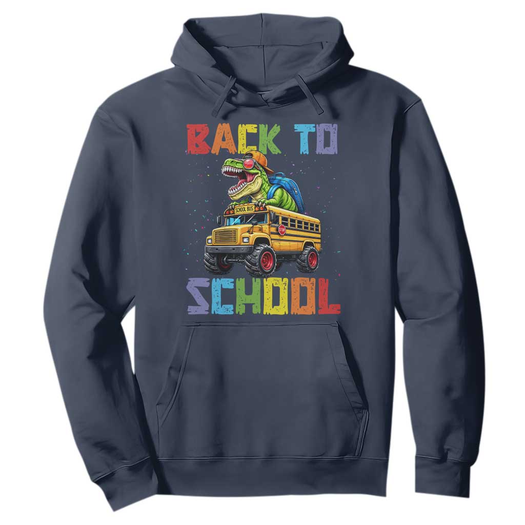 Bruh We Back Hoodie Funny Dinosaur Back To School Dinosaur TS14 Navy Print Your Wear