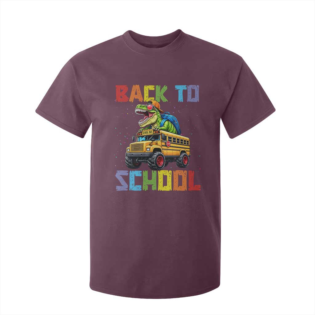 Bruh We Back T Shirt For Kid Funny Dinosaur Back To School Dinosaur TS14 Maroon Print Your Wear