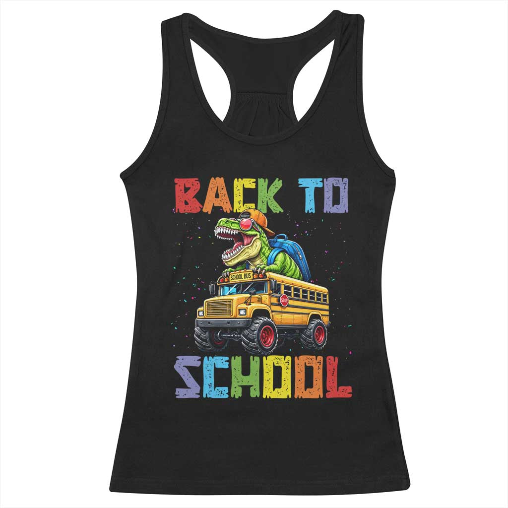 Bruh We Back Racerback Tank Top Funny Dinosaur Back To School Dinosaur TS14 Black Print Your Wear