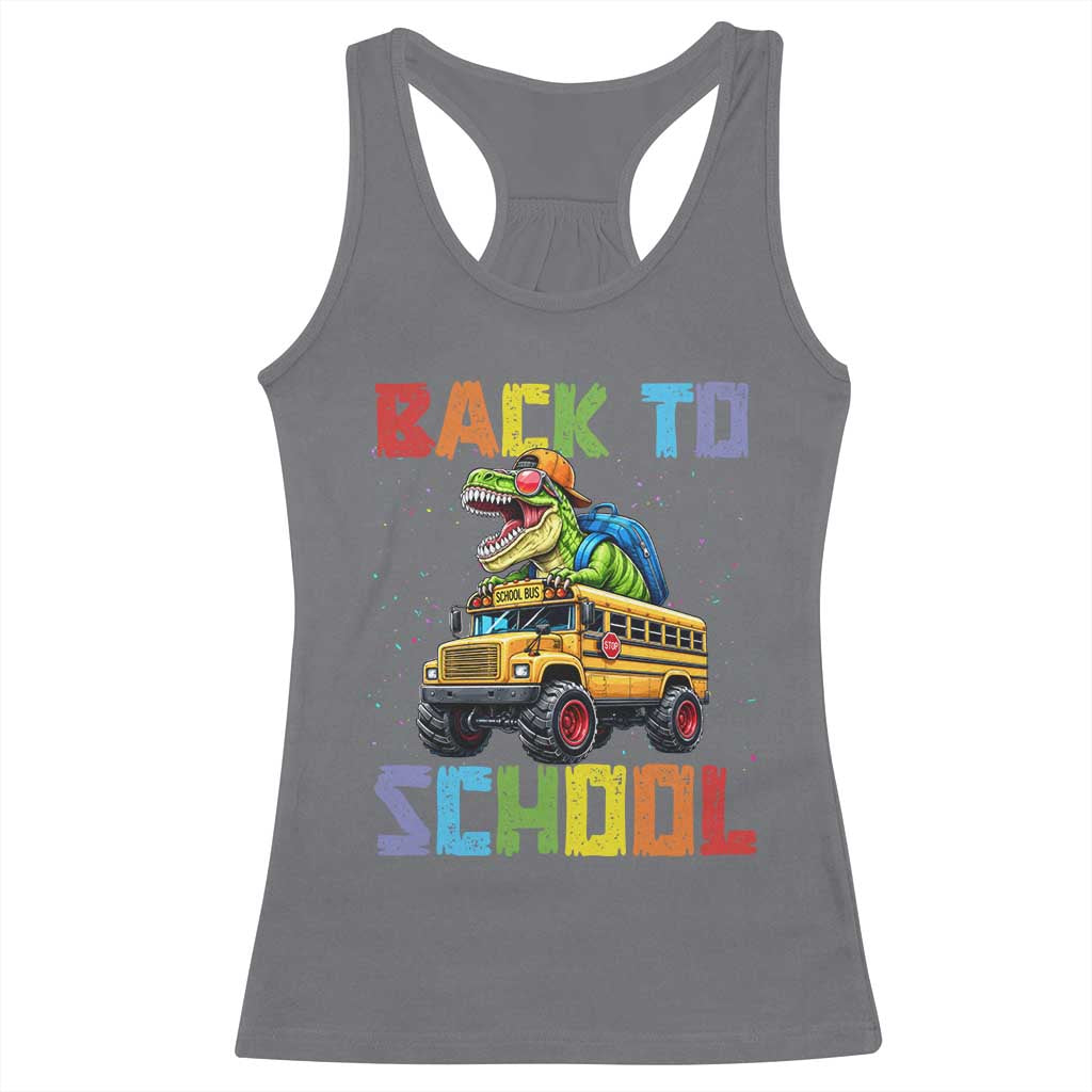 Bruh We Back Racerback Tank Top Funny Dinosaur Back To School Dinosaur TS14 Charcoal Print Your Wear