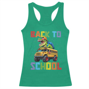 Bruh We Back Racerback Tank Top Funny Dinosaur Back To School Dinosaur TS14 Irish Green Print Your Wear