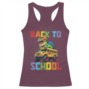 Bruh We Back Racerback Tank Top Funny Dinosaur Back To School Dinosaur TS14 Maroon Print Your Wear