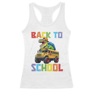 Bruh We Back Racerback Tank Top Funny Dinosaur Back To School Dinosaur TS14 White Print Your Wear