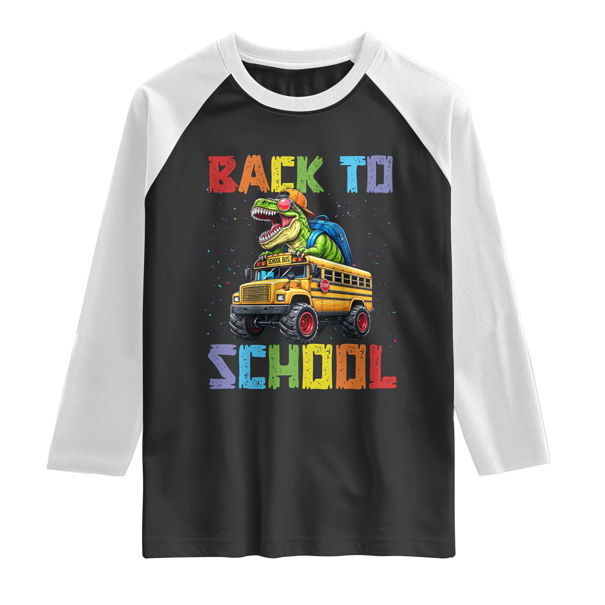Bruh We Back Raglan Shirt Funny Dinosaur Back To School Dinosaur TS14 Black White Print Your Wear