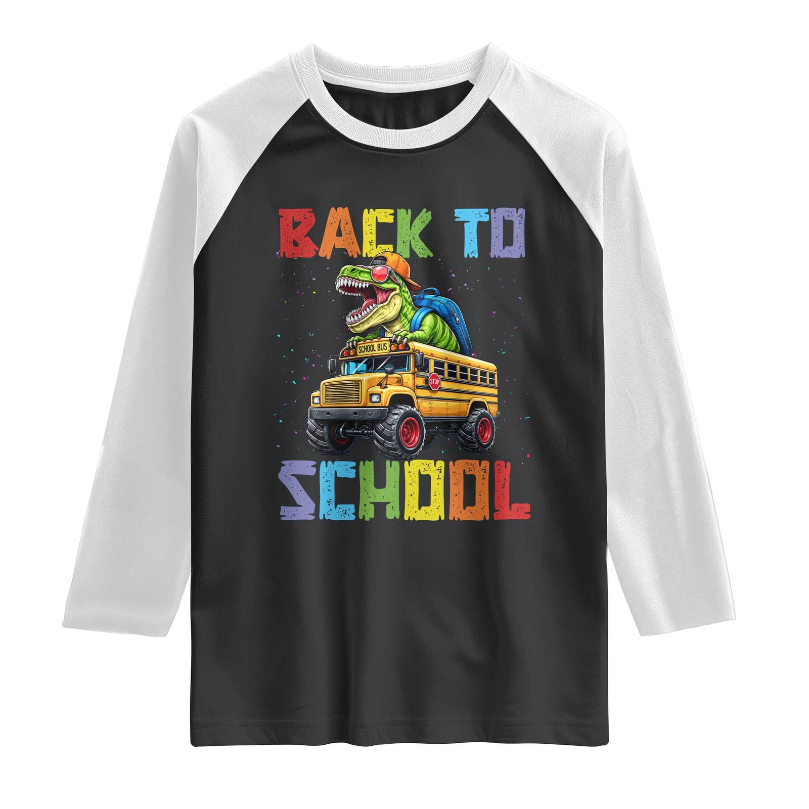 Bruh We Back Raglan Shirt Funny Dinosaur Back To School Dinosaur TS14 Black White Print Your Wear