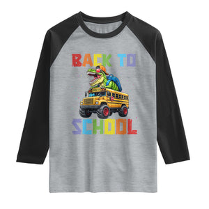 Bruh We Back Raglan Shirt Funny Dinosaur Back To School Dinosaur TS14 Heather Gray Black Print Your Wear
