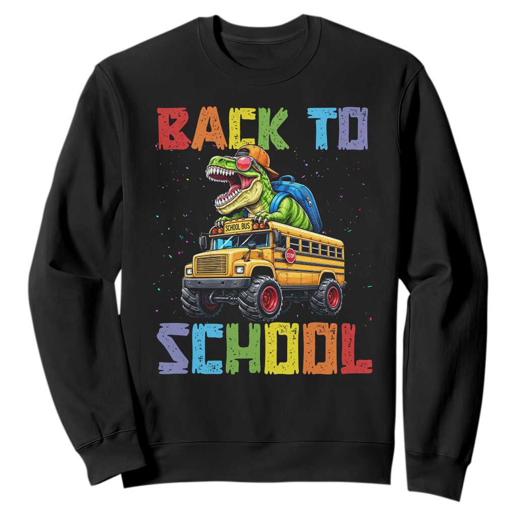 Bruh We Back Sweatshirt Funny Dinosaur Back To School Dinosaur TS14 Black Print Your Wear