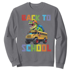 Bruh We Back Sweatshirt Funny Dinosaur Back To School Dinosaur TS14 Charcoal Print Your Wear
