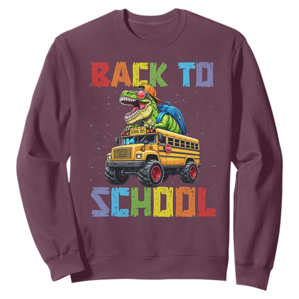 Bruh We Back Sweatshirt Funny Dinosaur Back To School Dinosaur TS14 Maroon Print Your Wear