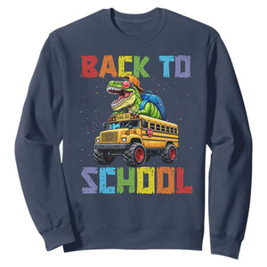 Bruh We Back Sweatshirt Funny Dinosaur Back To School Dinosaur TS14 Navy Print Your Wear