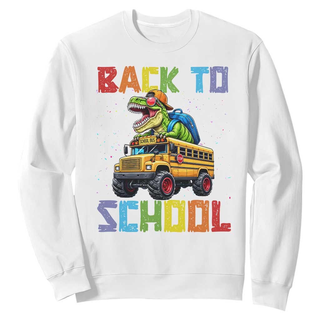 Bruh We Back Sweatshirt Funny Dinosaur Back To School Dinosaur TS14 White Print Your Wear