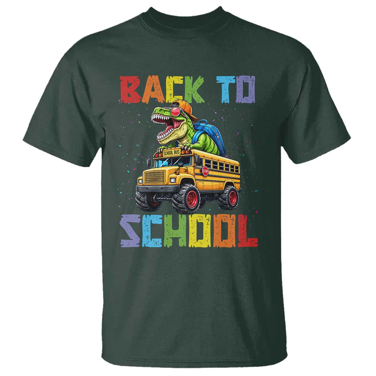 Bruh We Back T Shirt Funny Dinosaur Back To School Dinosaur TS14 Dark Forest Green Print Your Wear