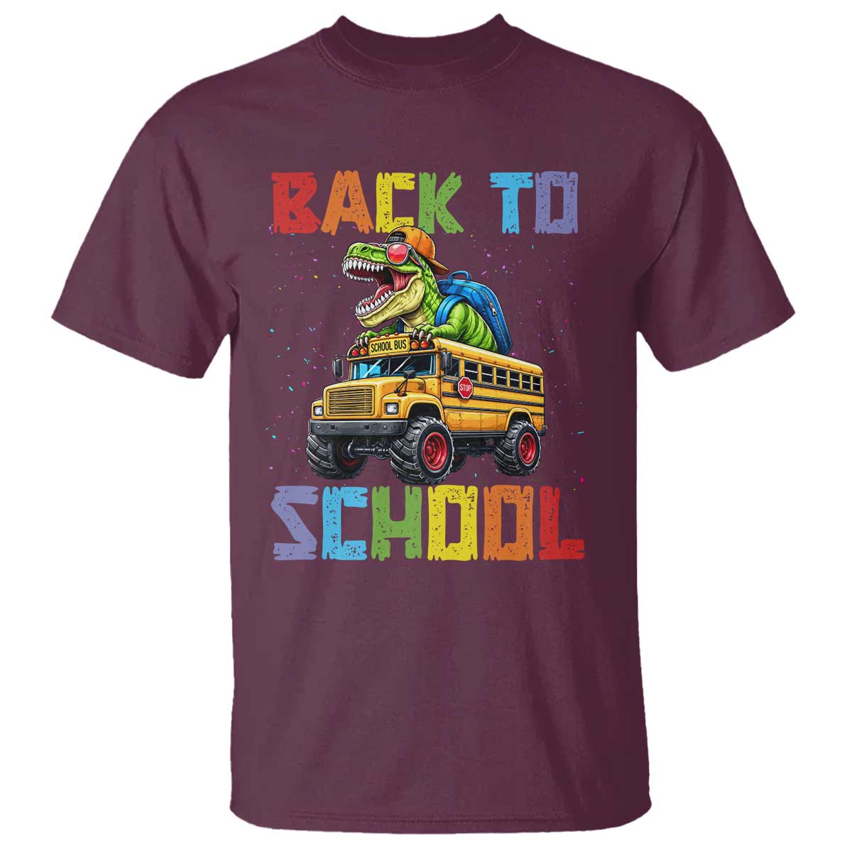 Bruh We Back T Shirt Funny Dinosaur Back To School Dinosaur TS14 Maroon Print Your Wear