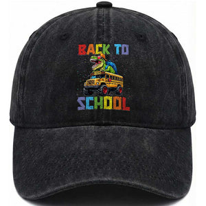 Bruh We Back Washed Cotton Baseball Cap Funny Dinosaur Back To School Dinosaur TS14 Print Your Wear