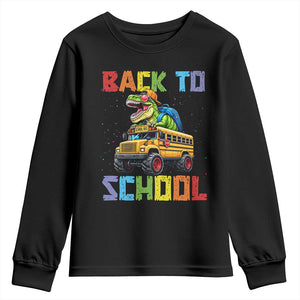 Bruh We Back Youth Sweatshirt Funny Dinosaur Back To School Dinosaur TS14 Black Print Your Wear
