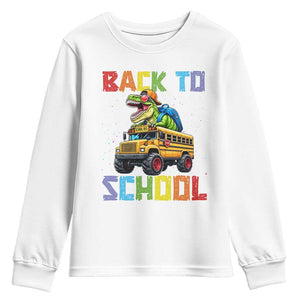 Bruh We Back Youth Sweatshirt Funny Dinosaur Back To School Dinosaur TS14 White Print Your Wear