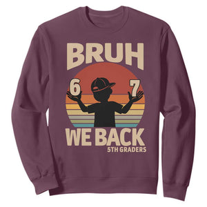 Bruh We Back Sweatshirt Back to School 5th Grade 6 7 First Day School TS14 Maroon Print Your Wear